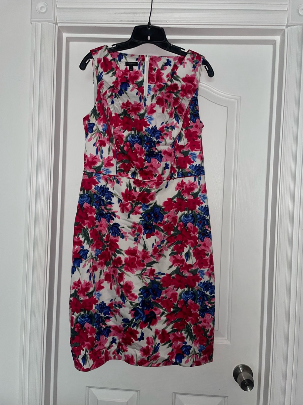 TALBOTS Woman White Floral Cotton Dress Fully Lined Sz 8